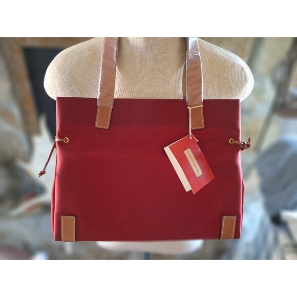 Dooney & Bourke Vintage Authentic Monogrammed Canvas Shoulder Bag RED NEW VTG - Picture 2 of 13